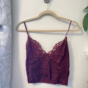 Express Burgundy Lace Crop Top